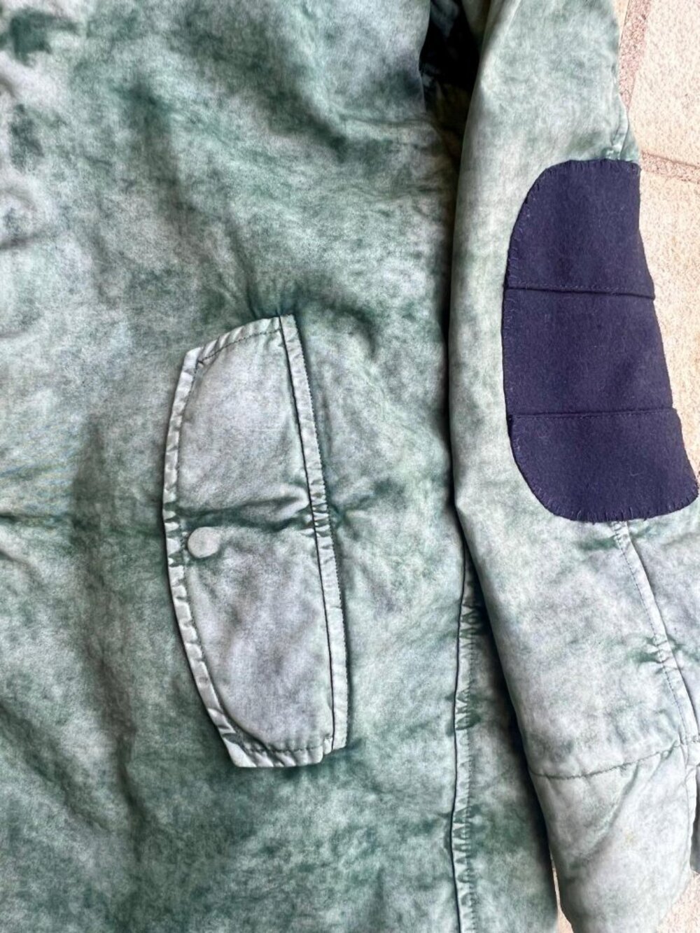 Free City Sherpa Lined Hooded Winter Coat Parka Jacket Green Acid Wash Medium NW - Picture 5 of 9